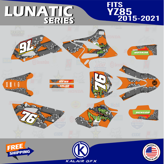 Kalair GFX Graphics Kit for Yamaha YZ85 (2019-2021) Lunatic Series