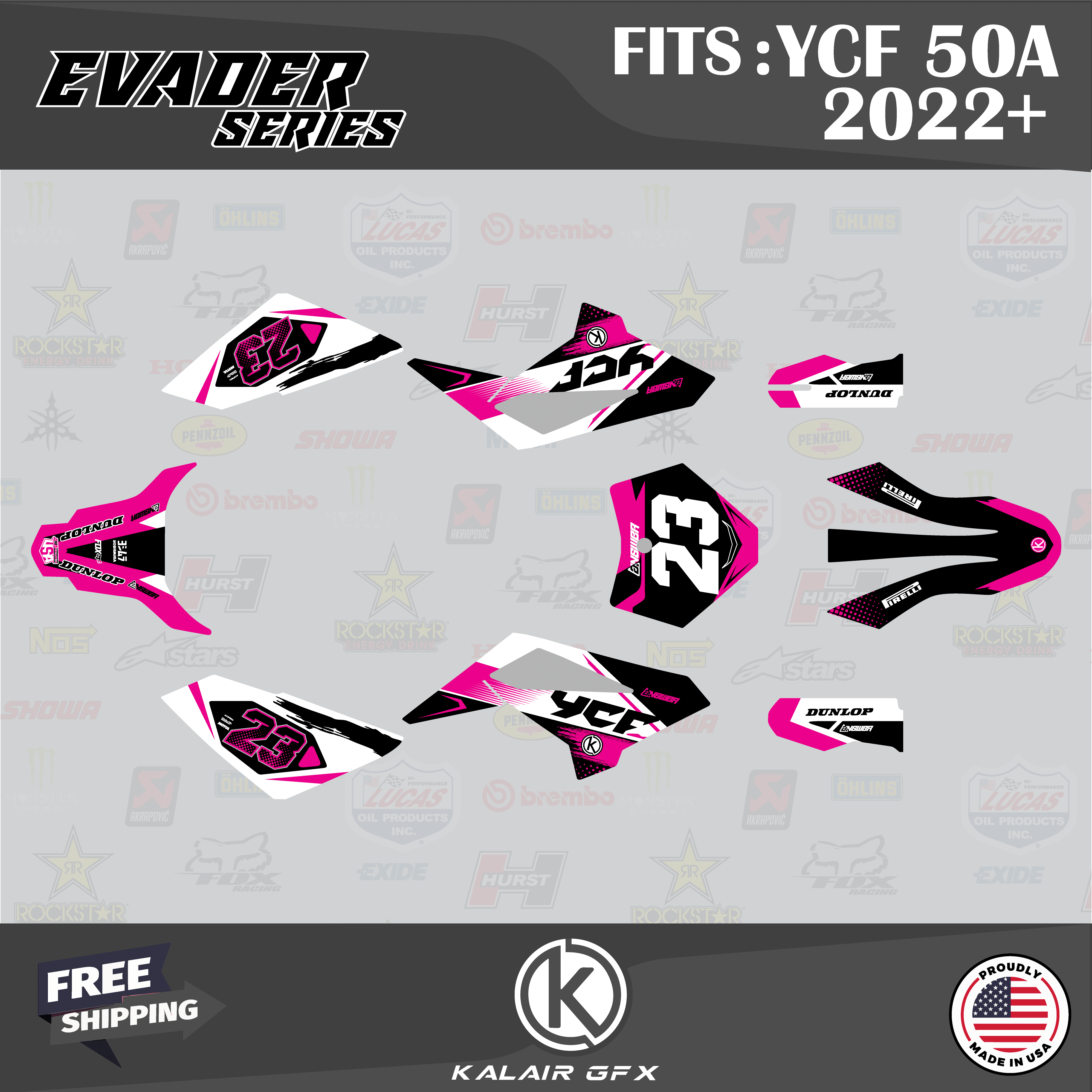 Kalair GFX Graphics Kit for Ycf 50A (2022-2023) Evader Series - Walmart.com