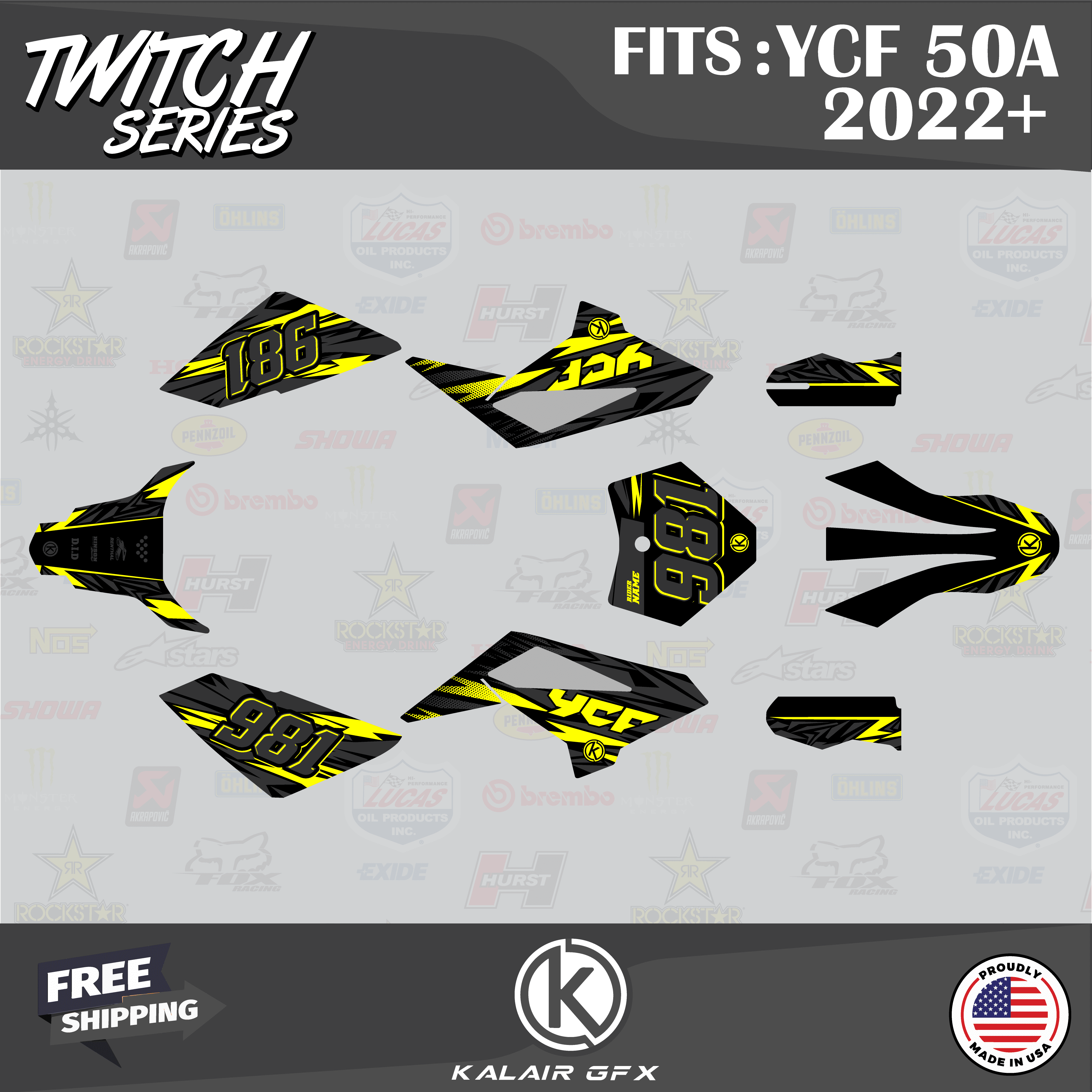 Kalair GFX Graphics Kit for Ycf 50A (2022-2023) Twitch Series - Walmart.com
