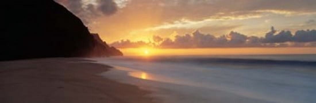 Kalalau Beach Sunset Hawaii Canvas Art - Panoramic Images (37 x 12)