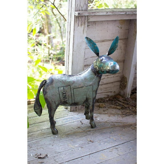 Kalalou 22" Reclaimed Metal Donkey Shaped Statue - Animal Garden Yard Outdoor Decor Art