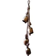 Kalalou 4 Rustic Iron Hanging Bells with Rope NKC3786