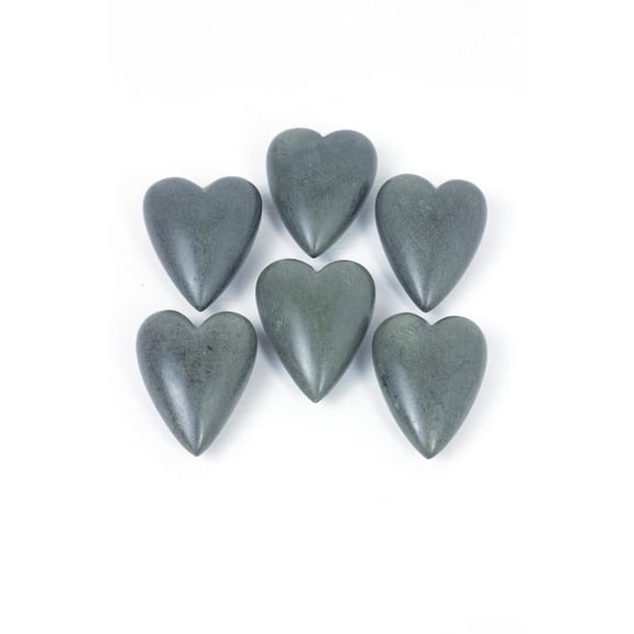 Kalalou Inc Set Of Six Hand-Carved Stone Hearts - Grey