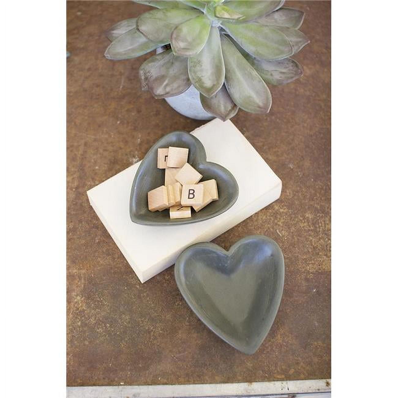 Handcrafted Dark Grey Stone Heart Bowl with Stand