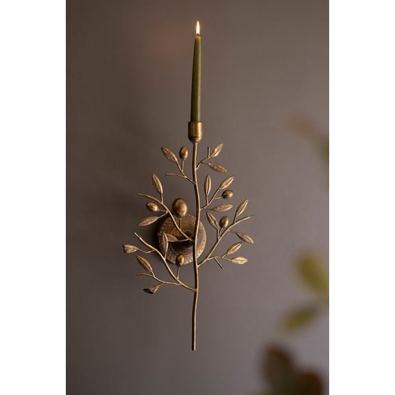 Kalalou Antique Brass Fruit Tree Taper Wall Sconce 20" H Decorative Accent