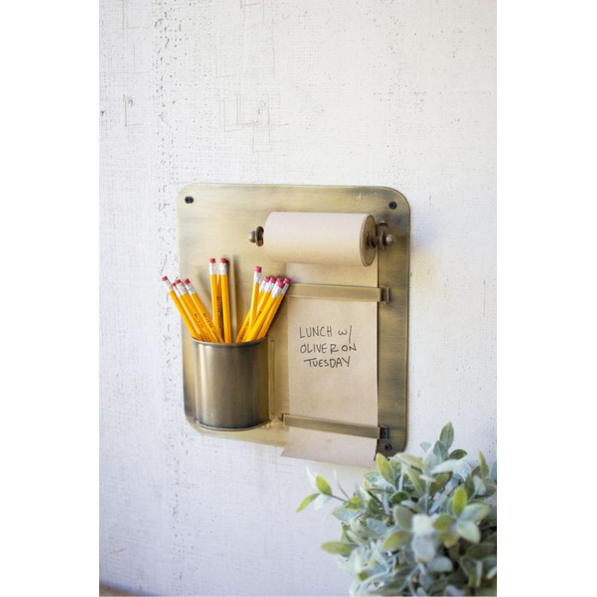 Kalalou Antique Brass Hanging Note Roll and Pencil Cup - Walmart.com