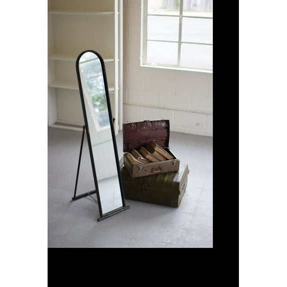 Kalalou CCG1469 Floor Mirror with Metal Frame and Stand