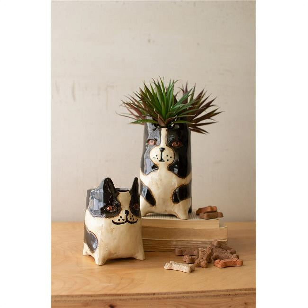 Kalalou CDV2031 4 x 9 in. Ceramic Dog Planters - Set of 2