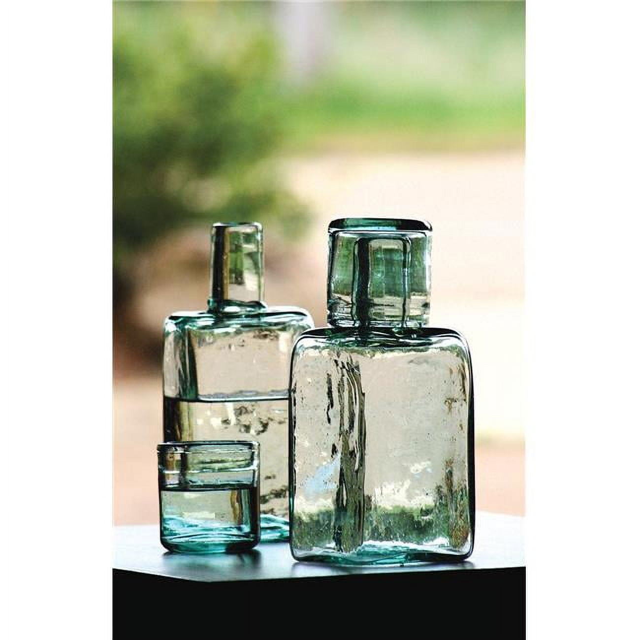 Hand-Blown Recycled Glass Bedside Water Carafe with Cup Lid