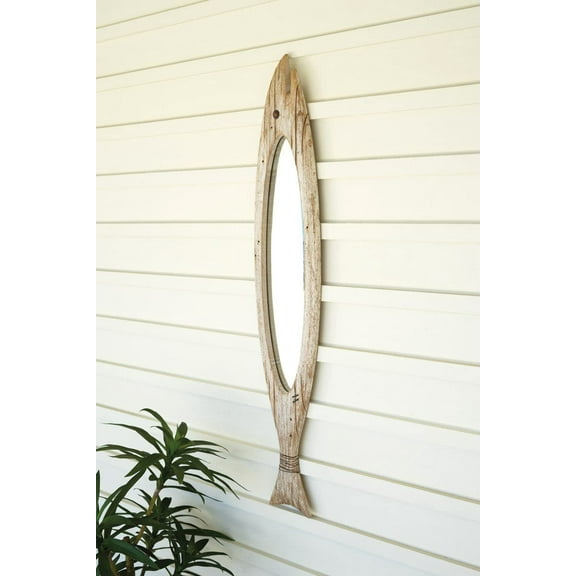 Kalalou CYUY1027 Carved Wooden Fish Mirror, 47-inch Length