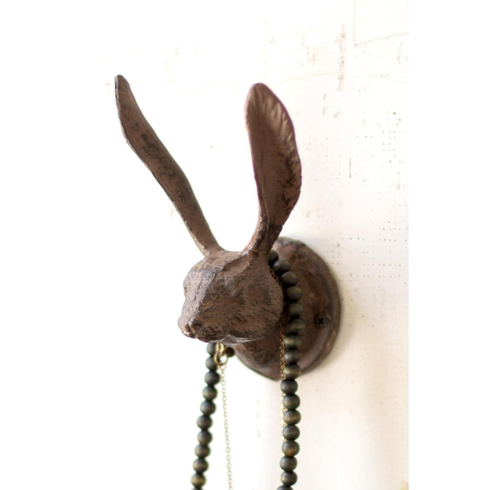 Rustic Cast Iron Rabbit Wall Hook with Mounting Screws