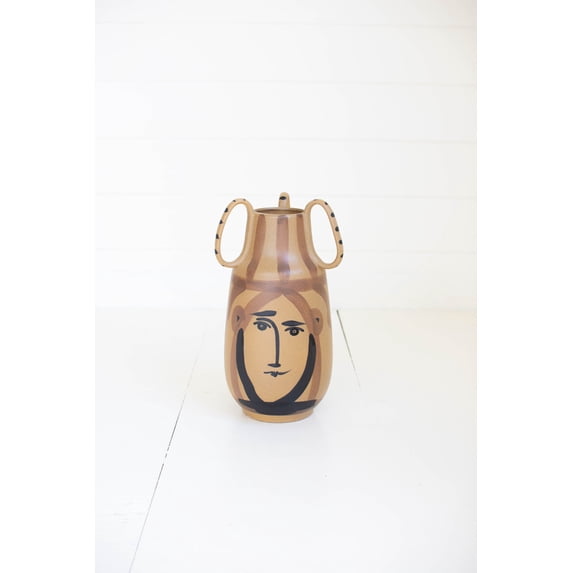 Kalalou Ceramic Face Vase with Handles CHN1313