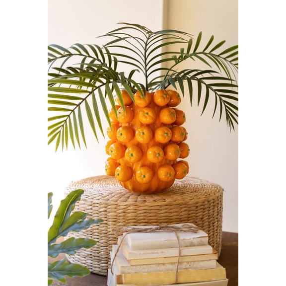 Kalalou Ceramic Oranges Vase 11"H Orange Glazed Decorative Accent