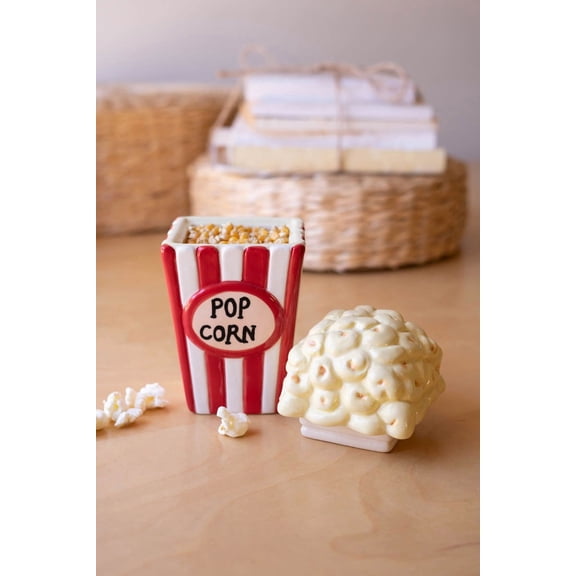 Kalalou Ceramic Popcorn Canister 7"H Multi-Color Glazed Decorative Canister