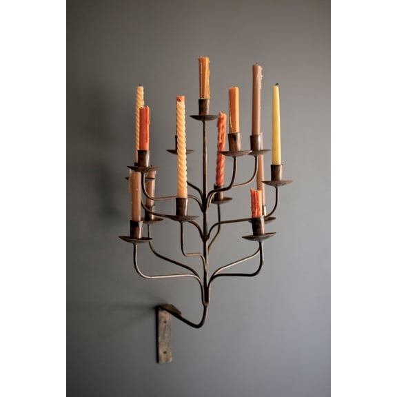 Kalalou Grand Iron Wall Candelabra Thirteen Candle Design 28.5"