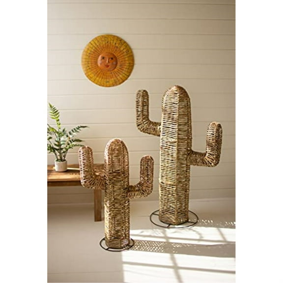 SET OF TWO WOVEN SEAGRASS CACTI