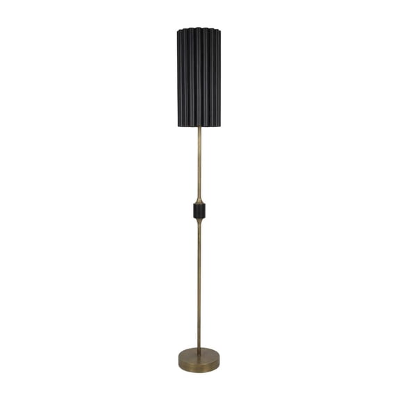 Kalalou Inc Antique Gold Floor Lamp With Fluted Black Metal Shade