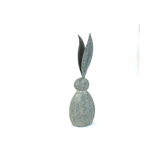 Kalalou Inc Faux Stone Rabbit With Tall Metal Ears - Short