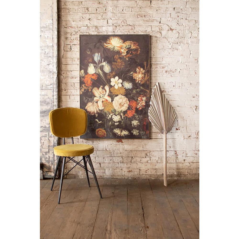 Moody Mixed Bouquet Canvas Art Print with Gold Frame