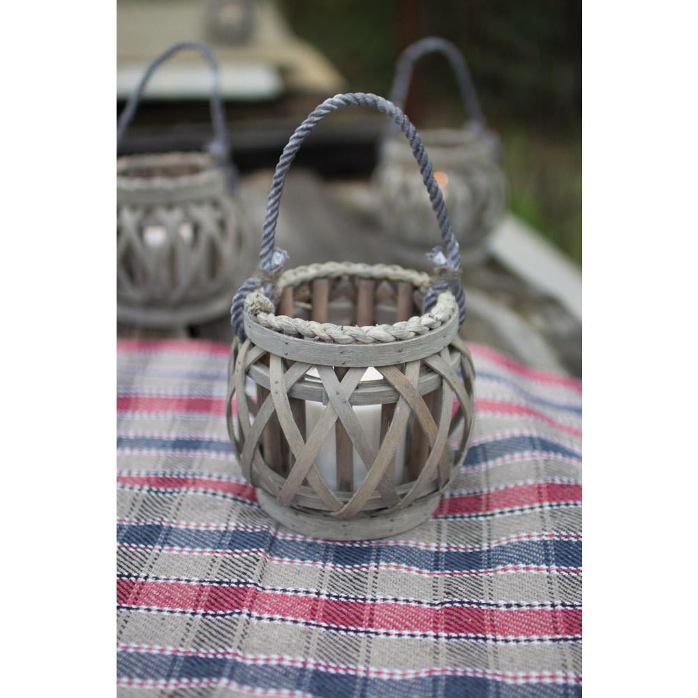 Kalalou Inc Grey Willow Votive Lantern With Glass