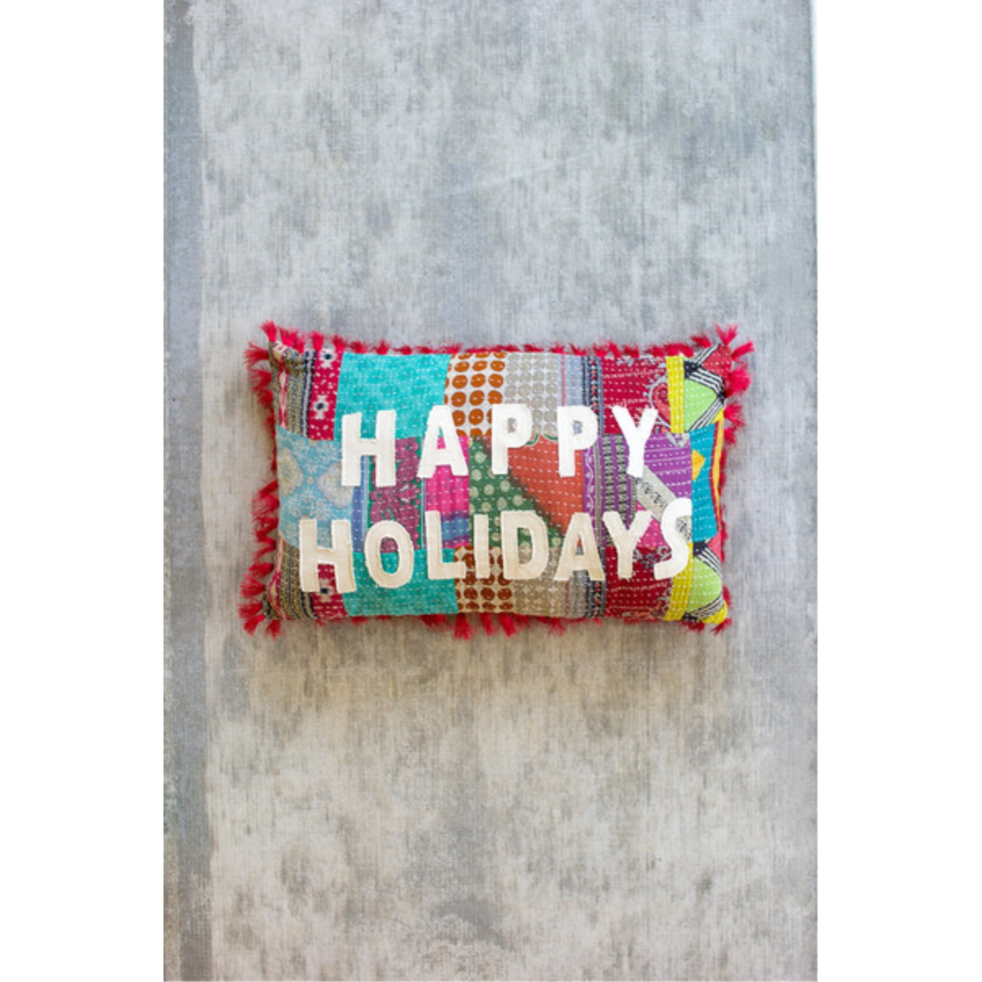 Kalalou Inc Happy Holiday Kantha Pillow