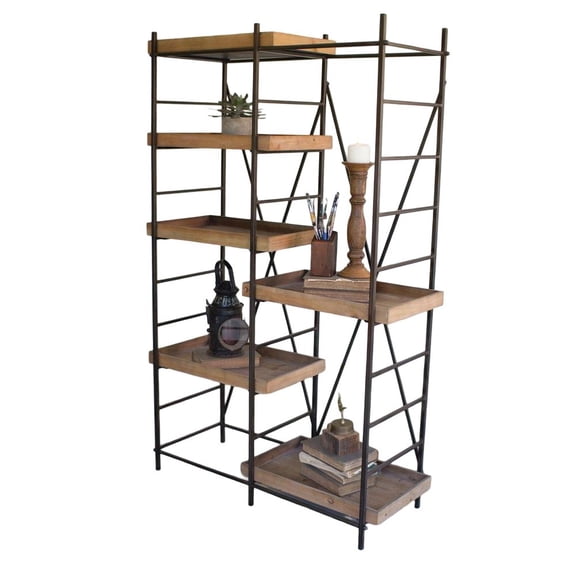 Kalalou Inc Iron Shelving Unit W Six Adjustable Wooden Shelves