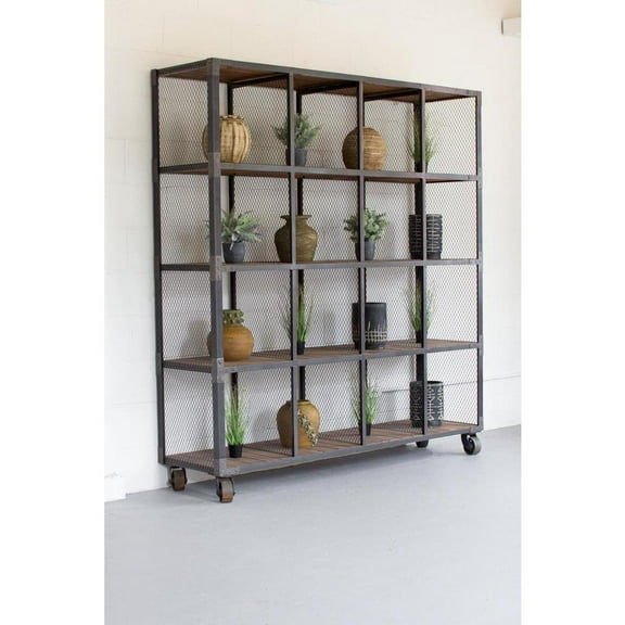 Kalalou Inc Raw Metal And Recycled Honey Wood 16 Cube Display Unit