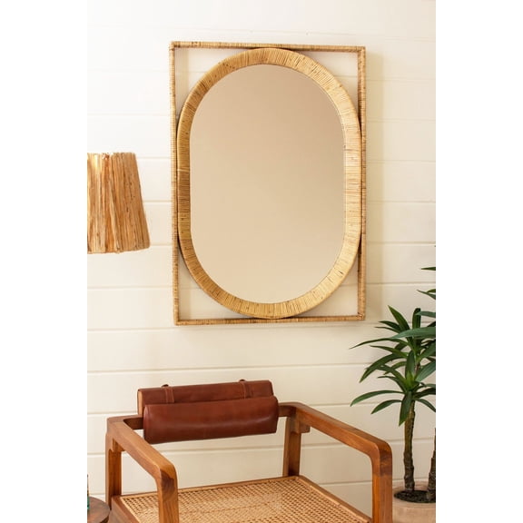 RECTANGLE/OVAL CANE WRAPPED MIRROR