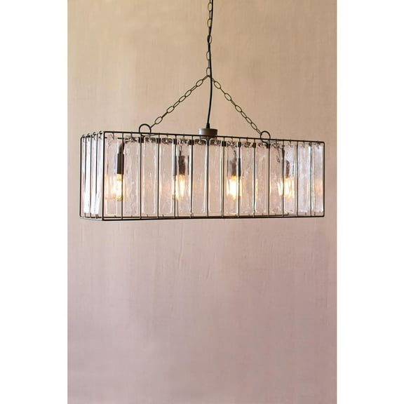 Kalalou Inc Rectangle Pendant Light With Glass Chimes