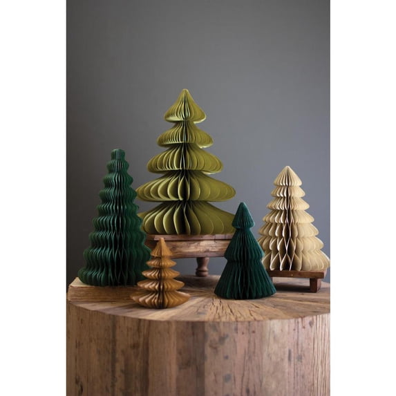 Kalalou Inc Set Of Five Paper Accordian Christmas Trees - One Each