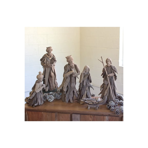 SET OF SIX DRIFTWOOD NATIVITY SET