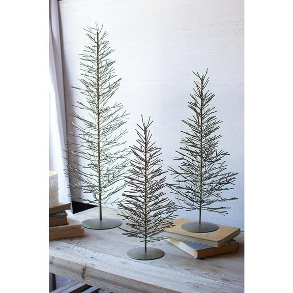 SET OF THREE WIRE TREES- BRASS