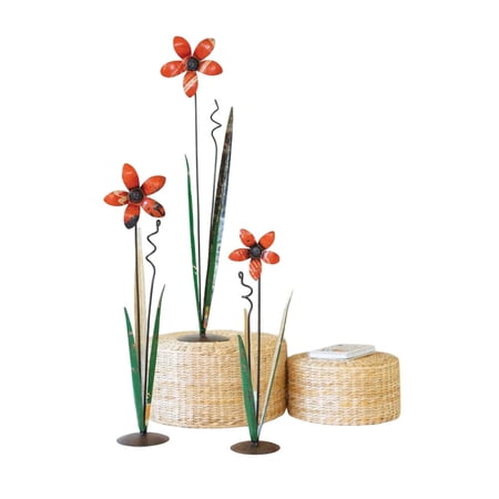 Kalalou Inc Set Of Three Recycled Iron Flowers