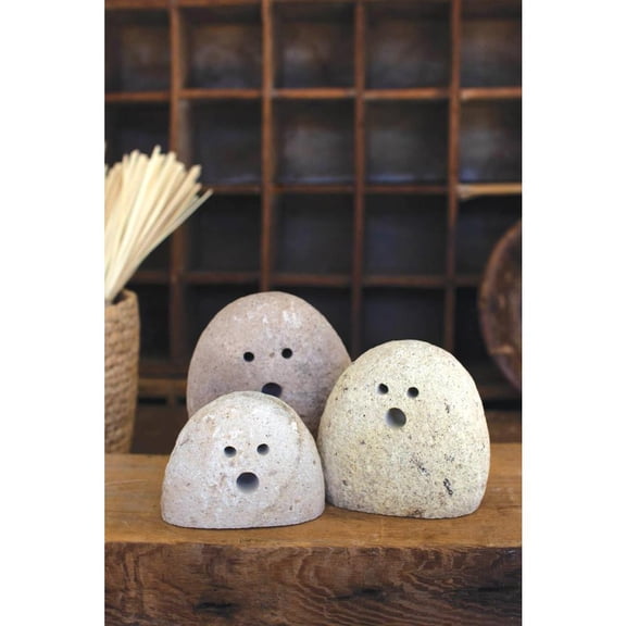 Kalalou Inc Set Of Three Tabletop River Rock Ghosts