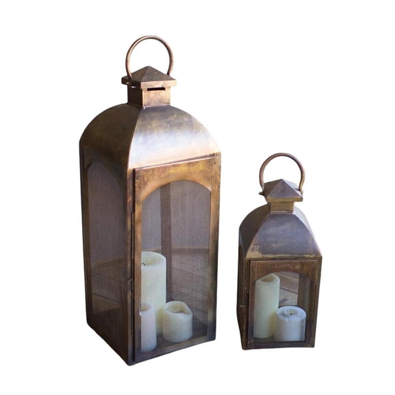 SET OF TWO ANTIQUE BRONZE LANTERNS