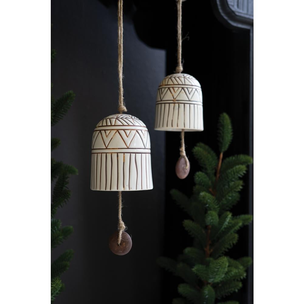 Kalalou 3-Piece Clay Face Hanging Bells Set