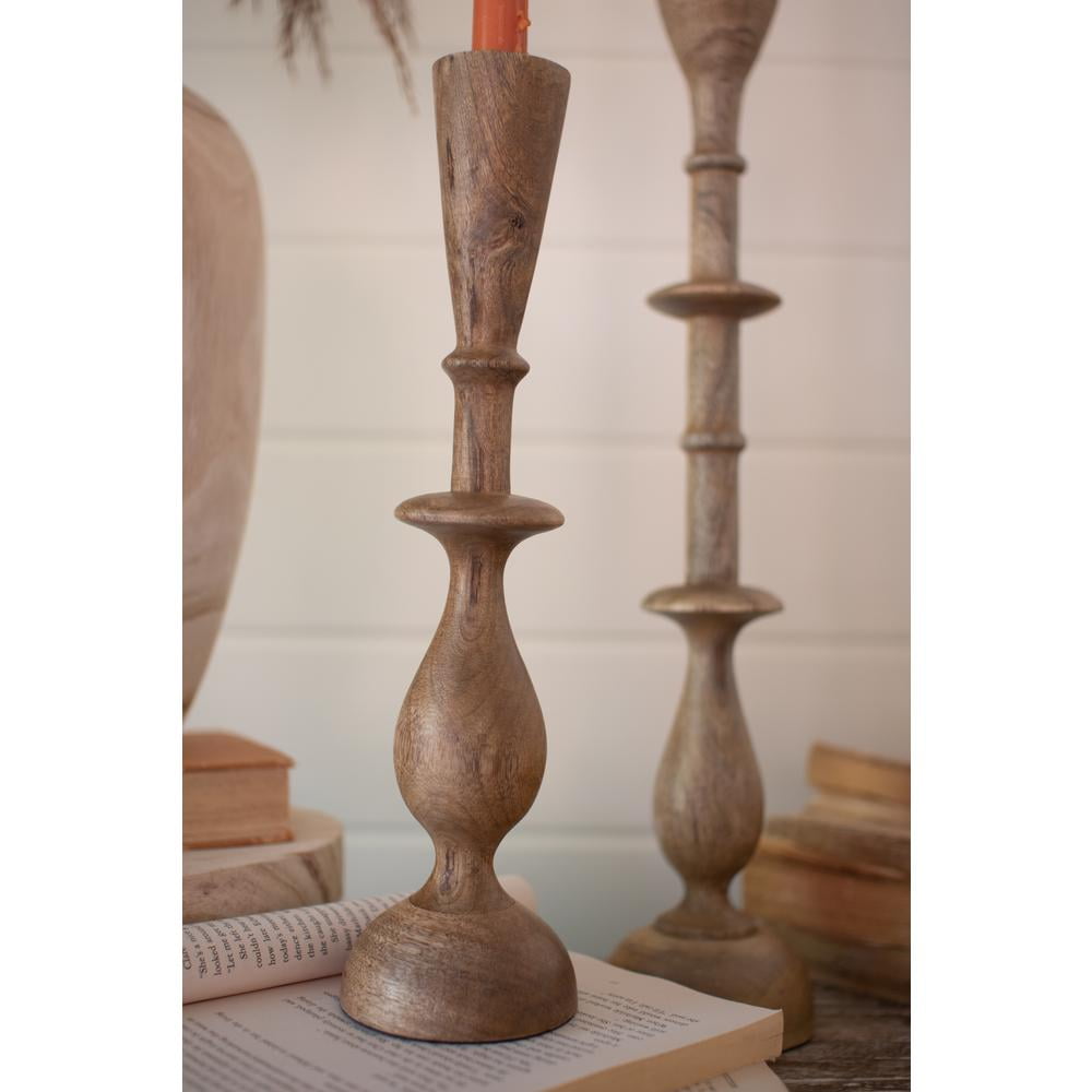 Kalalou Inc Set Of Two Mango Wood Candle Stands