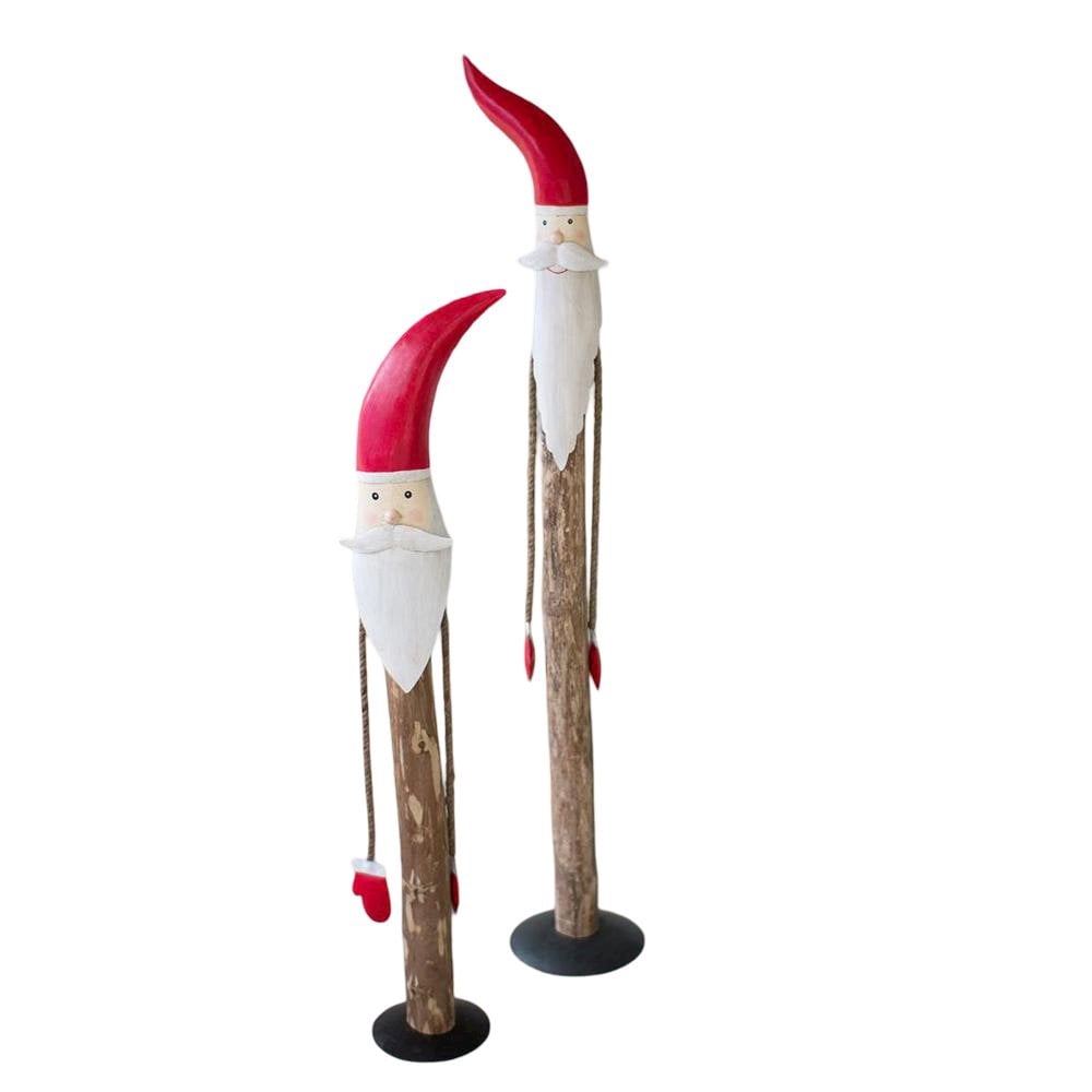 Kalalou Wood And Painted Metal Santas