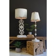 thumbnail image 1 of TABLE LAMP - ANTIQUE WHITE WITH CARVED DAMASK BASE, 1 of 8