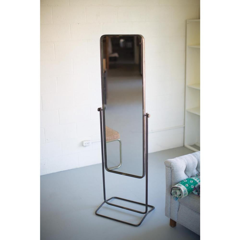Tall Black Metal Framed Freestanding Floor Mirror