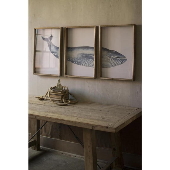 Kalalou Inc Triptych Framed Whale Print Under Glass