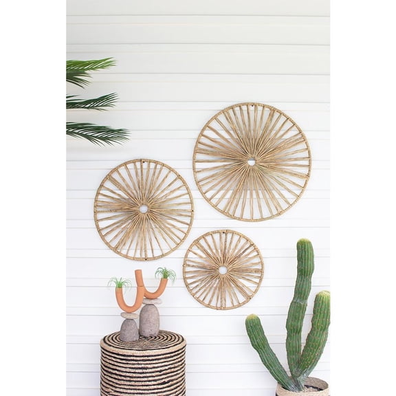 Kalalou Inc Set Of Three Spoked Seagrass Wall Art