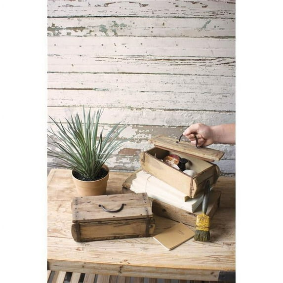 Kalalou NMCC1072 6 x 12 x 4 in. Repurposed Wooden Brick Mold Box with Lid - Case of 2
