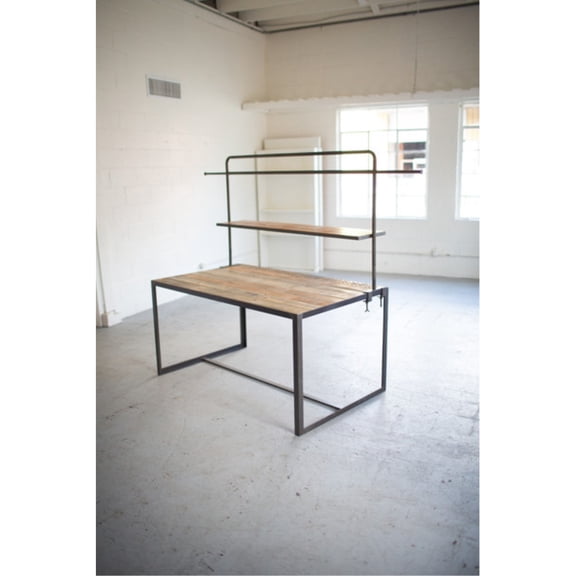Kalalou Recycled Wood and Iron Steel Display End Table