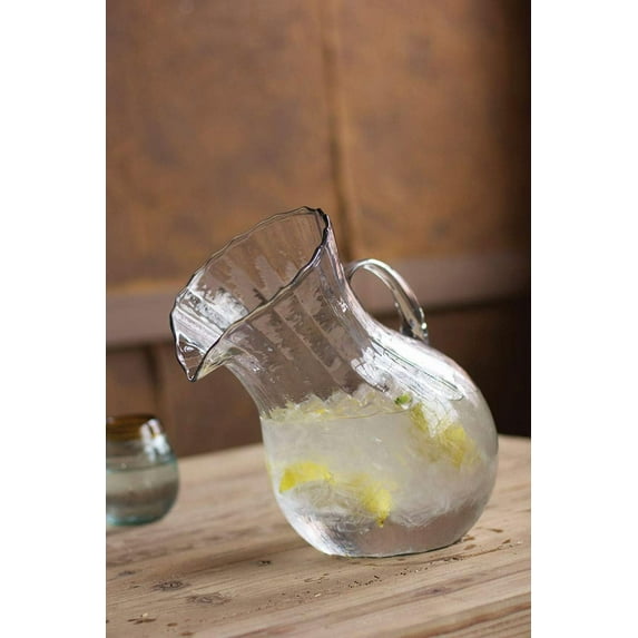 Kalalou Ribbed Tilted Pitcher, One Size, Clear
