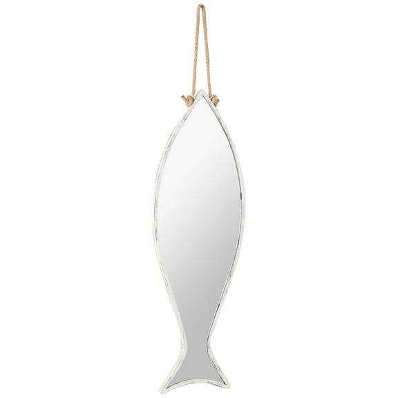 Kalalou Vertical Fish Mirror with Rope Hanger, One Size, Silver