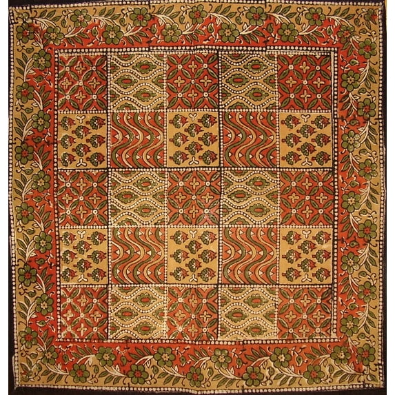 Kalamkari Block Print Cotton Table Napkin 20" x 20" Multi Color
