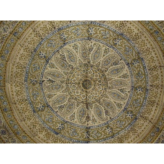 Kalamkari Block Print Tapestry Cotton Bedspread 108" x 88" Full-Queen Multi Color