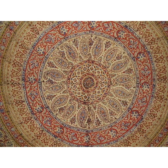Kalamkari Block Print Tapestry Cotton Spread 106" x 70" Twin Multi Color