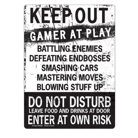 Kalan Keep Out Gamer at Play Enter at Own Risk Funny Novelty Tin Sign (Standard Version)
